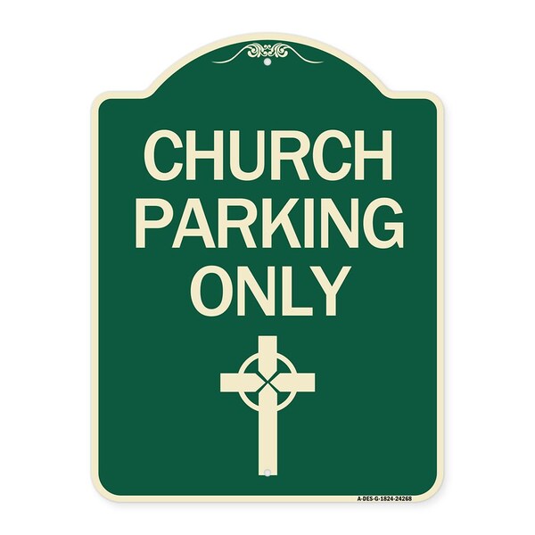 Church Parking Only Cross Symbol Heavy-Gauge Aluminum Architectural Sign, 24" x 18", G-1824-24268